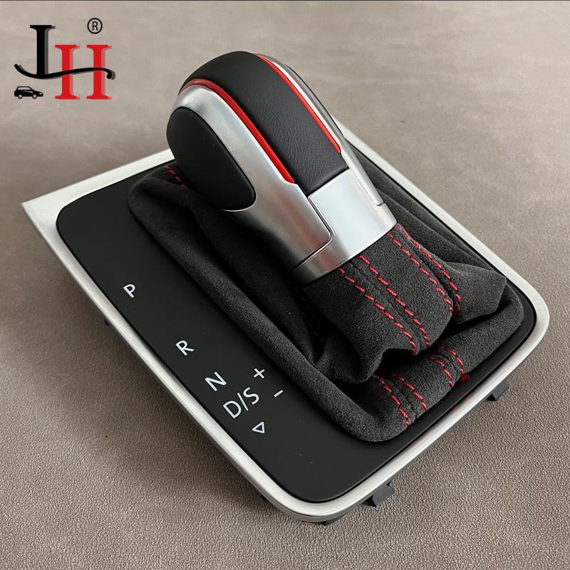 Ручка переключения передач DSG из натуральной кожи с красной строчкой для Golf 7