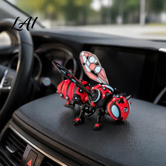 Articulated Futuristic Insect Figure 3D Printed Bee Figurine Flexible Joint Fidget Toy with Keychain Mechanical Compound Eye Robot Ornament Desktop