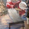 Christmas Tree Snowman Vintage Oil Painting Sheer Curtains Modern Gauze Curtain for Living Room Bedroom Voile Yarn Curtains