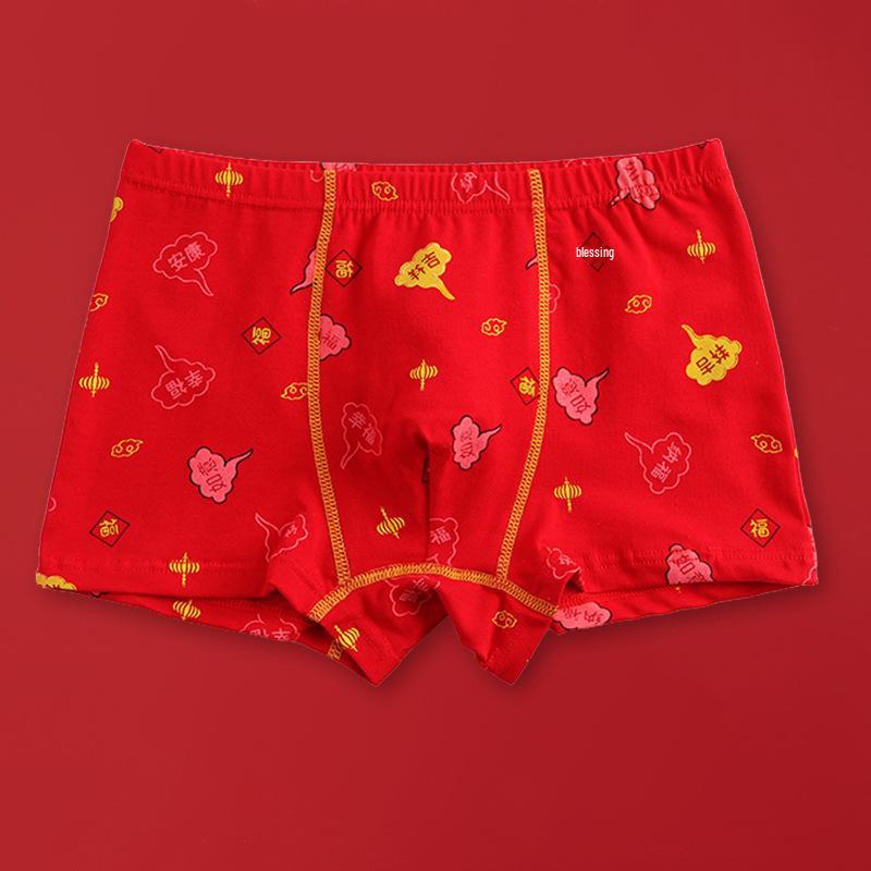 Детские хлопковые боксеры для мальчиков - Красный дизайн со знаком зодиака