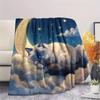 Cloud moon cat dog sleep Print Flannel Blanket,High quality Comfortable for All Seasons,Home Decor,Warmth and Comfort,Perfect for Christmas Gifts