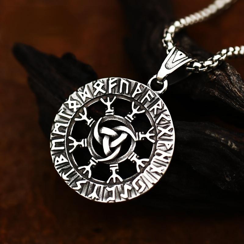 Новый винтажный скандинавский викинг круглый талисман кулон ожерелье = мужской модный панк мотоцикл водитель подвеска ювелирные изделия подарок на вечеринку