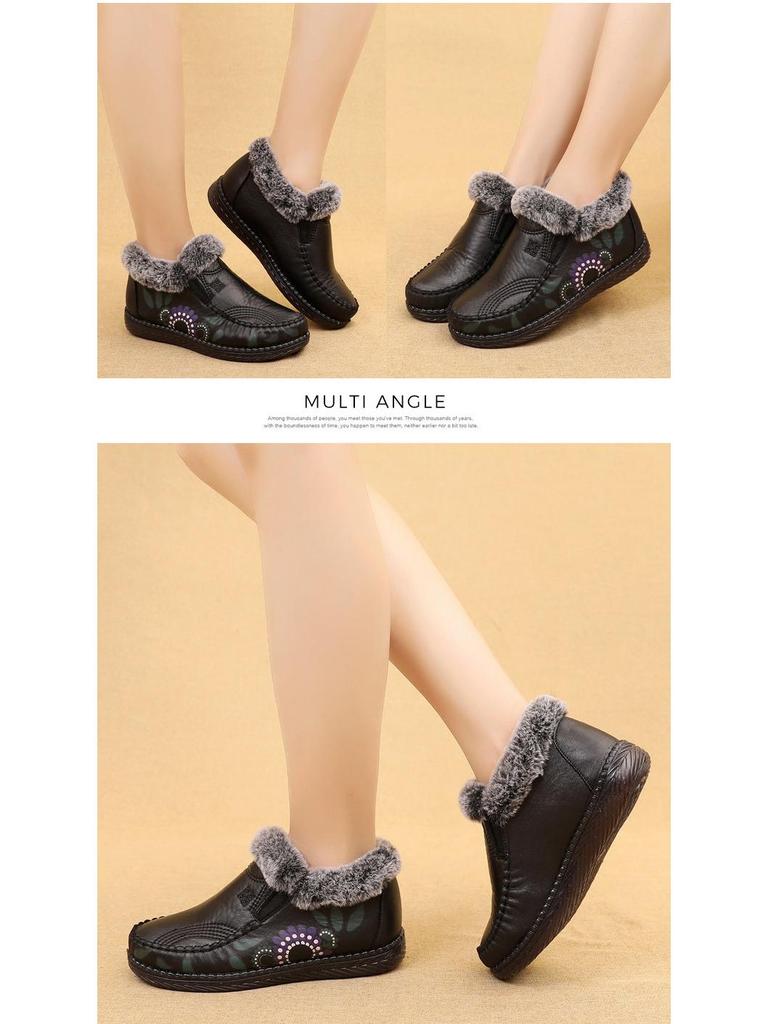 Теплая зимняя обувь с бархатной подкладкой для женщин среднего и пожилого возраста - легкие, мягкие, нескользящие ботинки из ткани Old Beijing