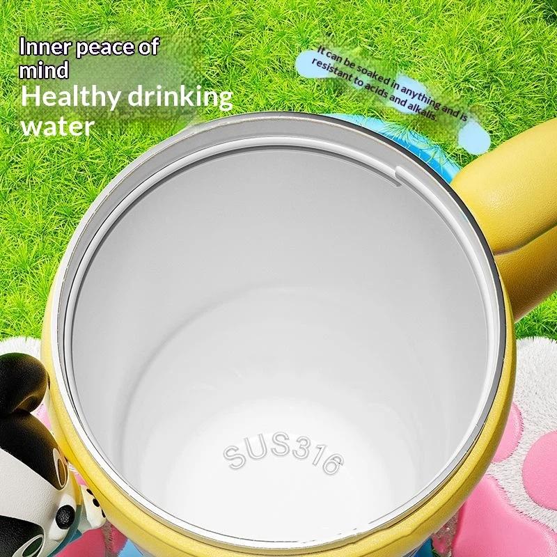 Large Capacity 1250ml Cute Cartoon Insulated Tumbler Straw Cup with Handle for Women Hiking Use