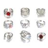 9 шт. посеребренные кольца с лунным камнем для женщин-подростков изящные открытые кольца в форме сердца хрустальные стразы ювелирные изделия подарок