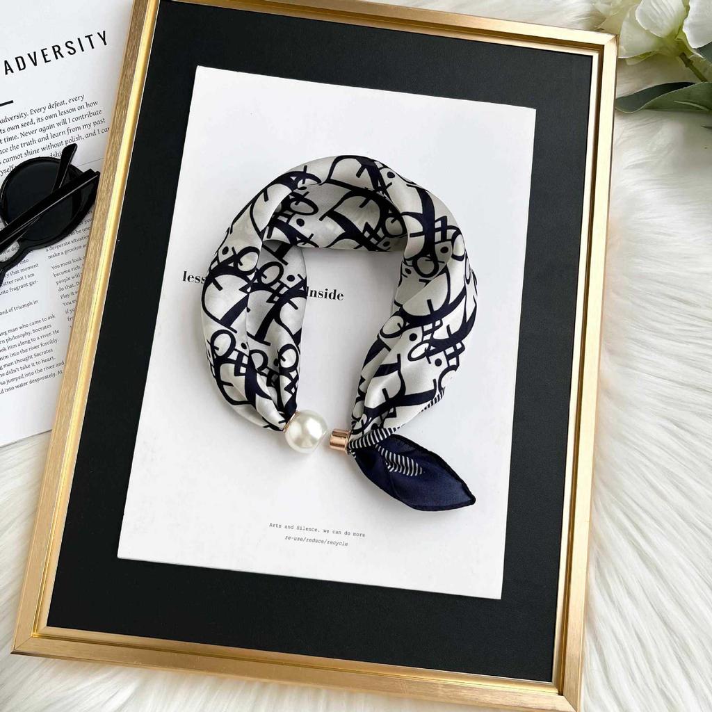 Magnetic silk scarf women's 1116 new scarf autumn and winter high-end neck protection small scarf necklace pearl buckle with shirt