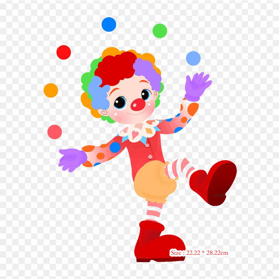 Clown Drawing For Kids Drawing Clown Iron On Heat Transfer Printing Vinyl Patches Sticker for Clothes DIY Appliques Washable Patches
