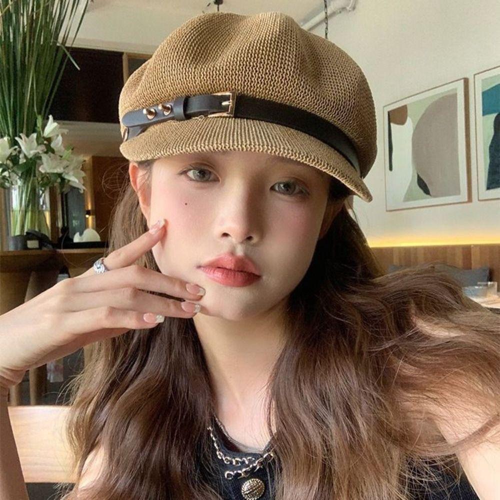 Breathable Women's Beret Thin Octagonal Hat New Female Baseball Cap Beach