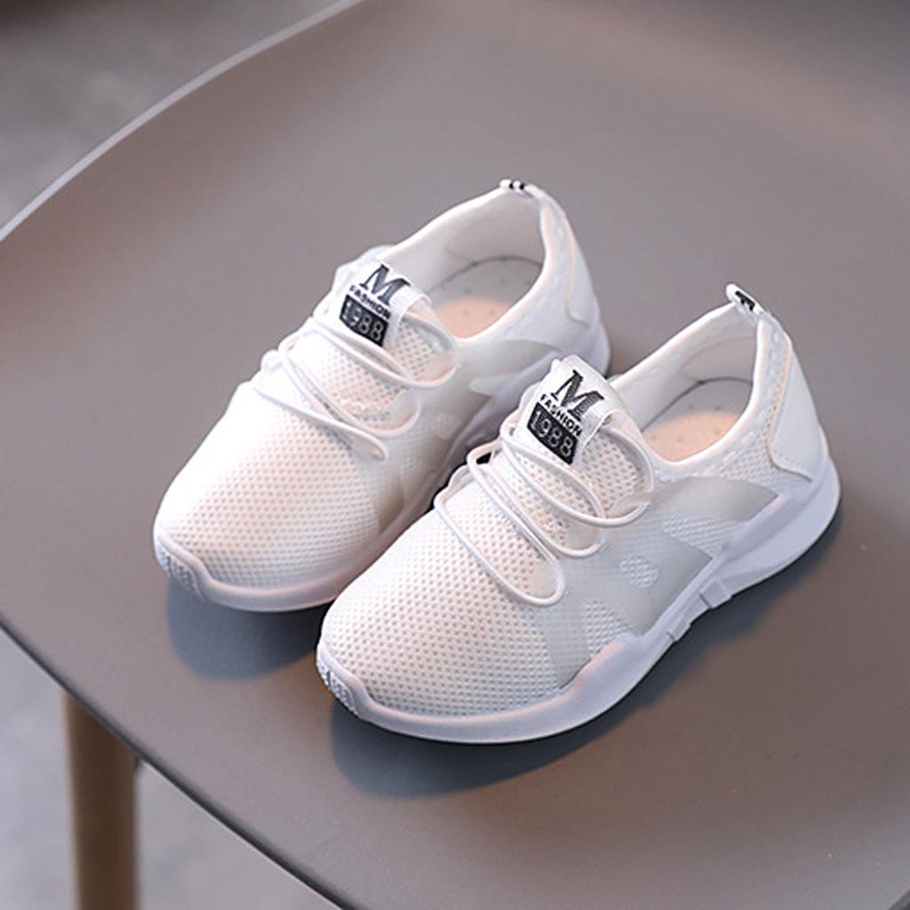 Детская повседневная обувь из дышащей сетки для бега для маленьких мальчиков и девочек с буквенным принтом