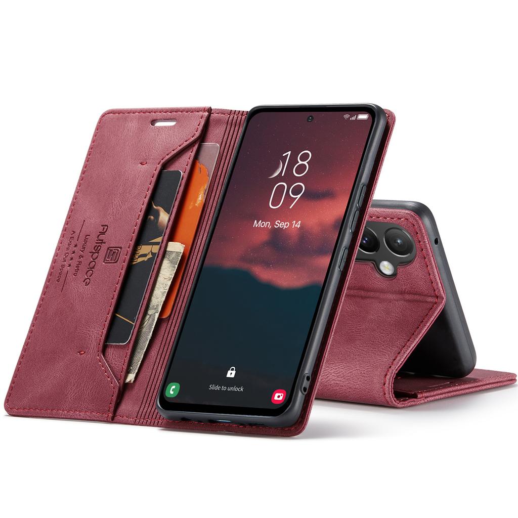 Премиальный винтажный кожаный чехол-книжка для Samsung Galaxy A55 - Защита RFID, откидная крышка со слотами для карт, противоударный ретро-стиль (4 цвета)