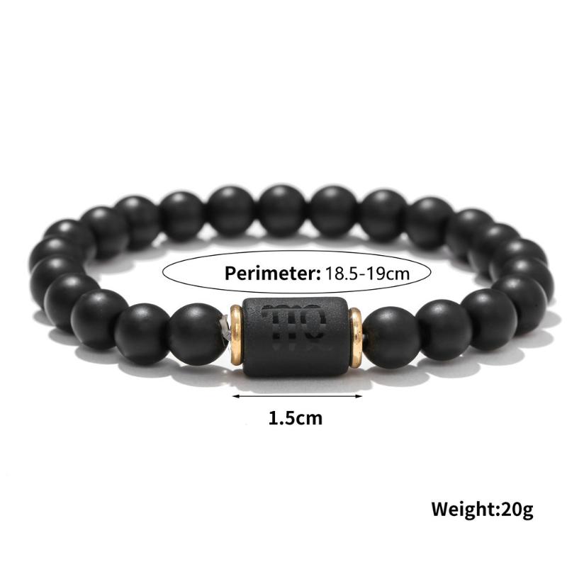 Модные браслеты со знаками зодиака для женщин и мужчин, матовые черные агатовые бусины, браслеты, подарки для пар, ювелирные изделия, браслеты из бисера