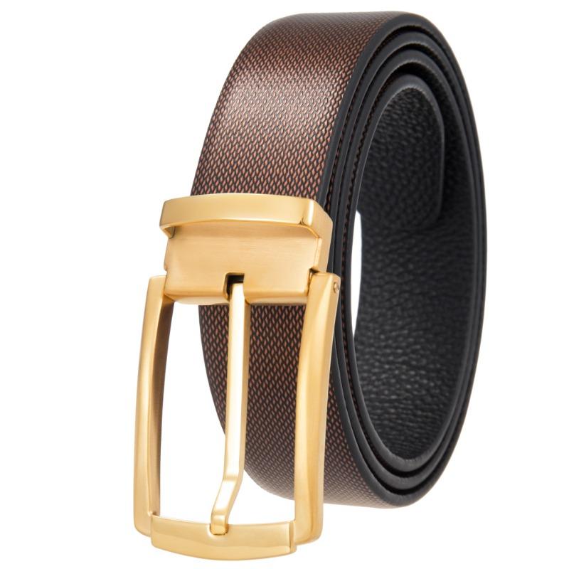 Pin buckle belt, punched belt, men first layer cowhide belt