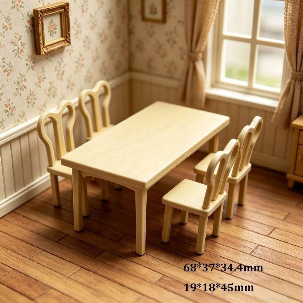 1/12 Coffee Table Chairs Mini Simulation Furniture Model Toys Doll House Decoration Accessories