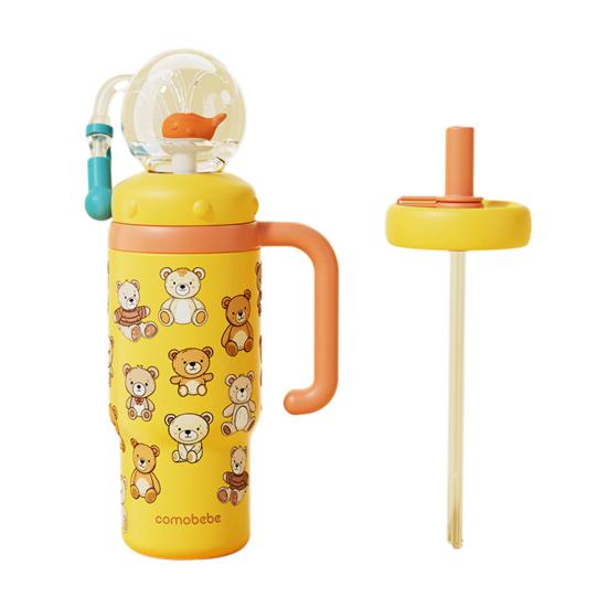 Стакан-фонтан в форме кита 710 мл из нержавеющей стали с забавным эффектом фонтана, герметичная, непроливаемая, с трубочкой, для детей и взрослых