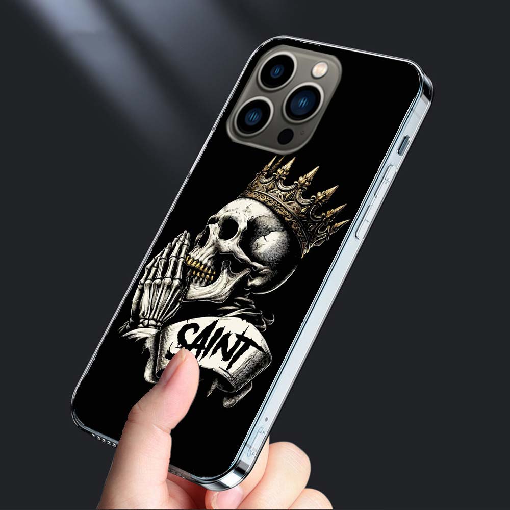 Чехол-бампер 'Скелет Короны Императора' для iPhone 16E 15 Pro 14 Plus 17E 16 17 Pro Max Air 11 12 13 Mini Ударопрочный Capa Милый Cove
