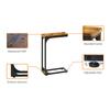 Narrow C-Shaped End Table Slim Couch Side Table Small Space Living Room Bedroom Rustic Slide Under Sofa Bed Skinny Snack TV Tray Table