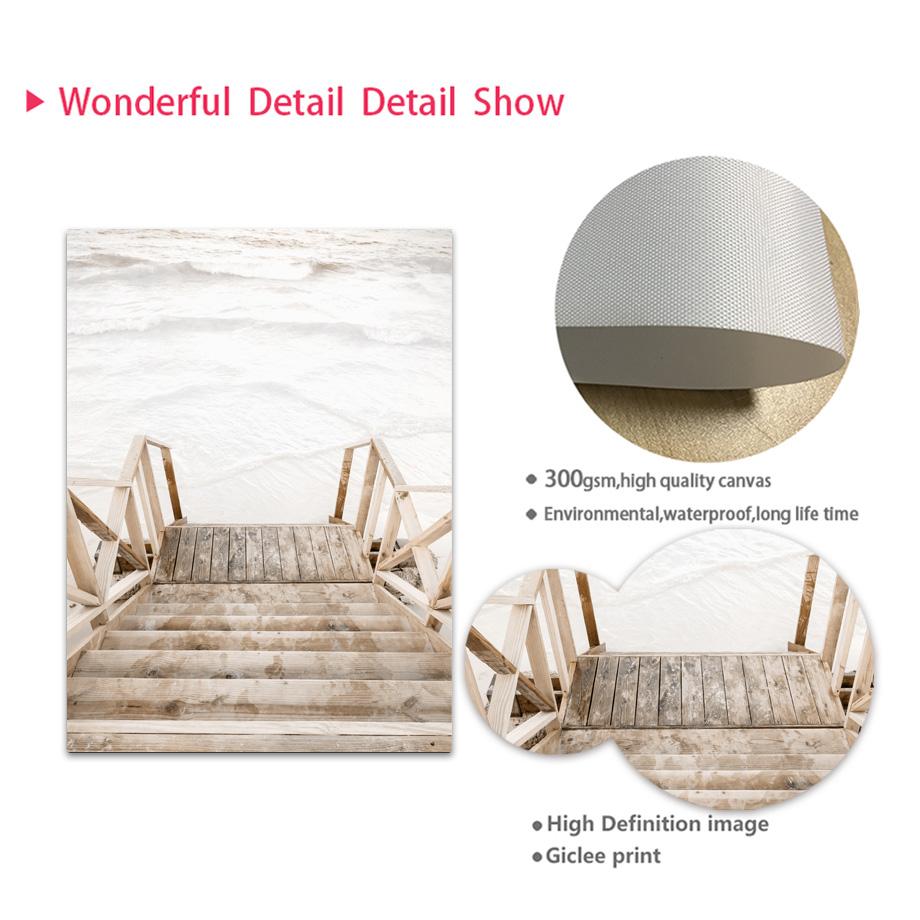 Beige Flower Palm Leaf Beach Lighthouse Wall Art Canvas Painting Nordic Posters And Prints Wall Pictures For Living Room Decor