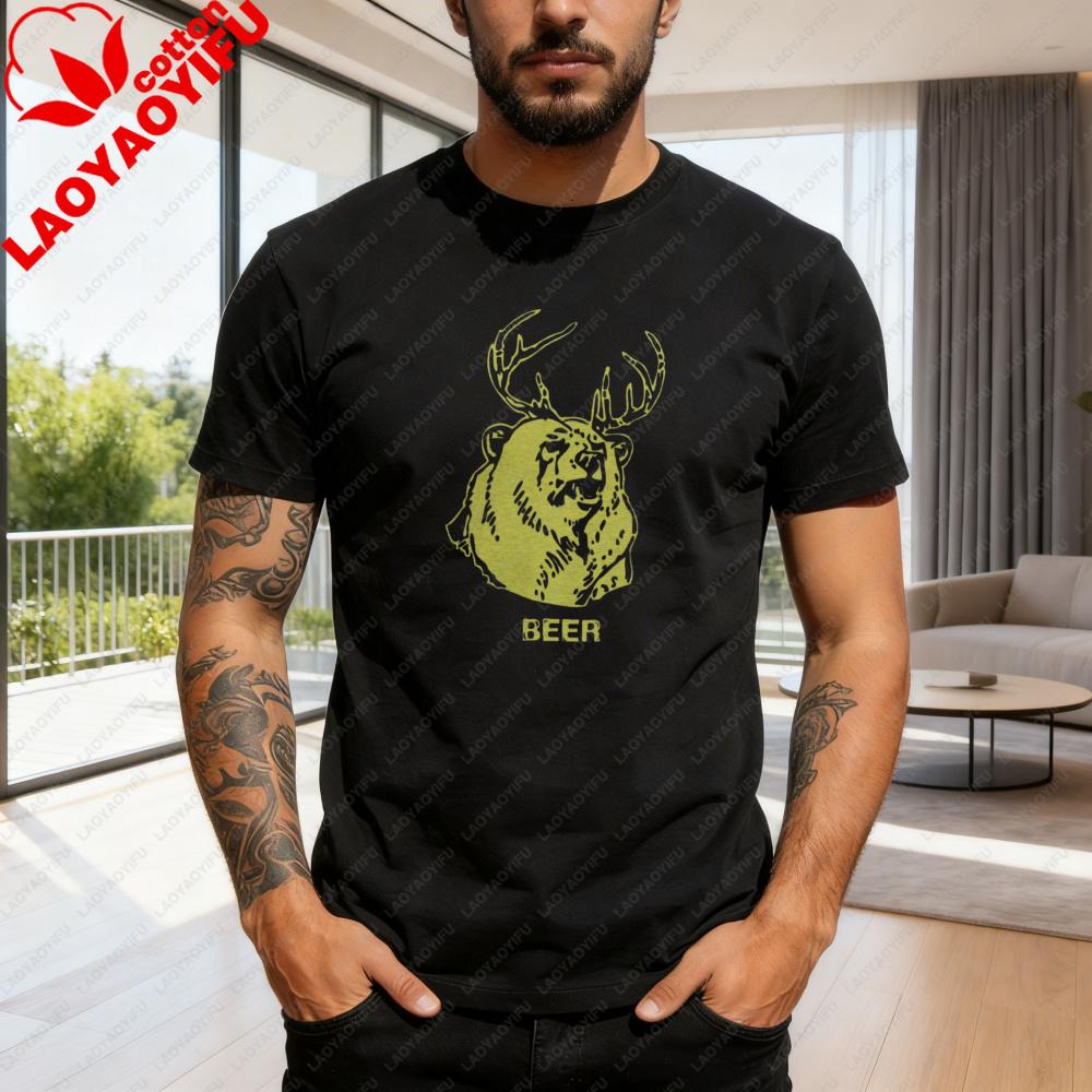 Bear Deer Animal Design Summer Casual Fashion Unisex Tshirt Cotton Short Sleeve Top For Everyday Wear Gift Idea