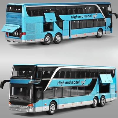 1:Модель-игрушка Автобус Двухэтажный Бизнес-Автобус Масштаб 30 Длиннорейсовые Автобусы Звук Свет Игрушки с Инерционным Механизмом Подарки Мальчикам на Рождество