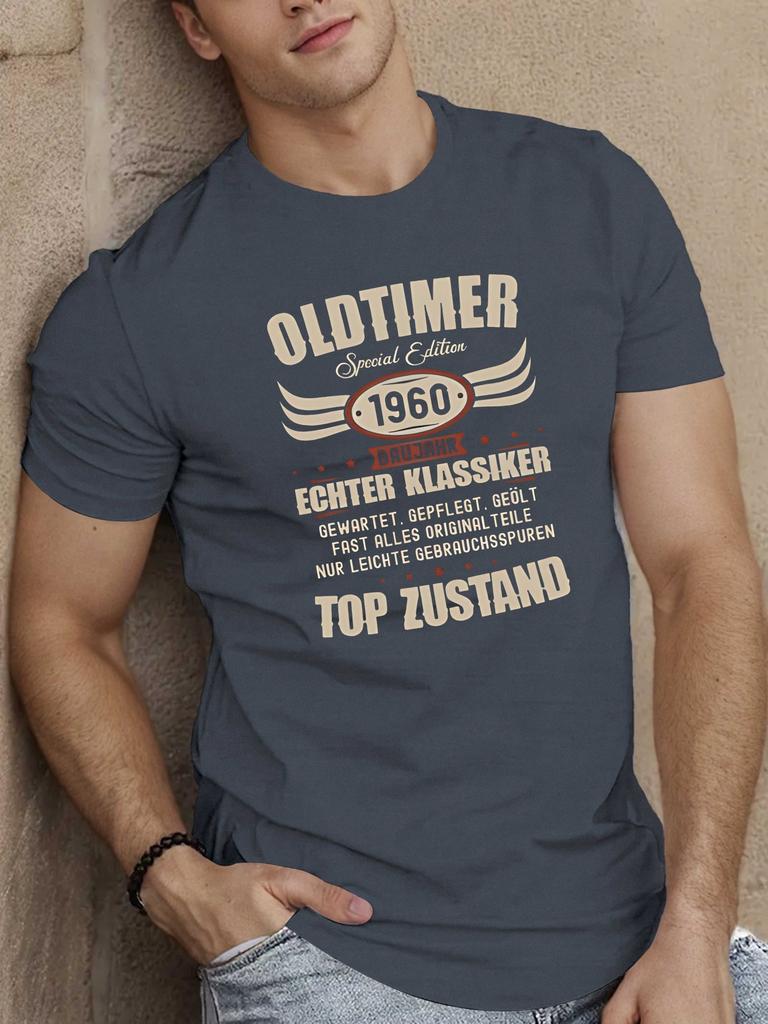 Мужская Повседневная Летняя Футболка Oldtimer Специальное Издание 1960 с Дизайном Винтажного Автомобиля и Крыльями Легкая Дышащая