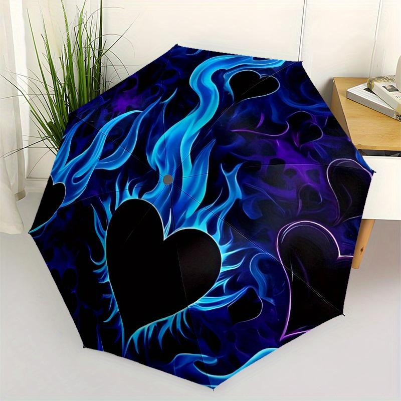 1pc Heart FlameAutomatic Folding Umbrella, Portable & Foldable Design with 8 Ribs, Casual Outdoor Accessory yy250804291