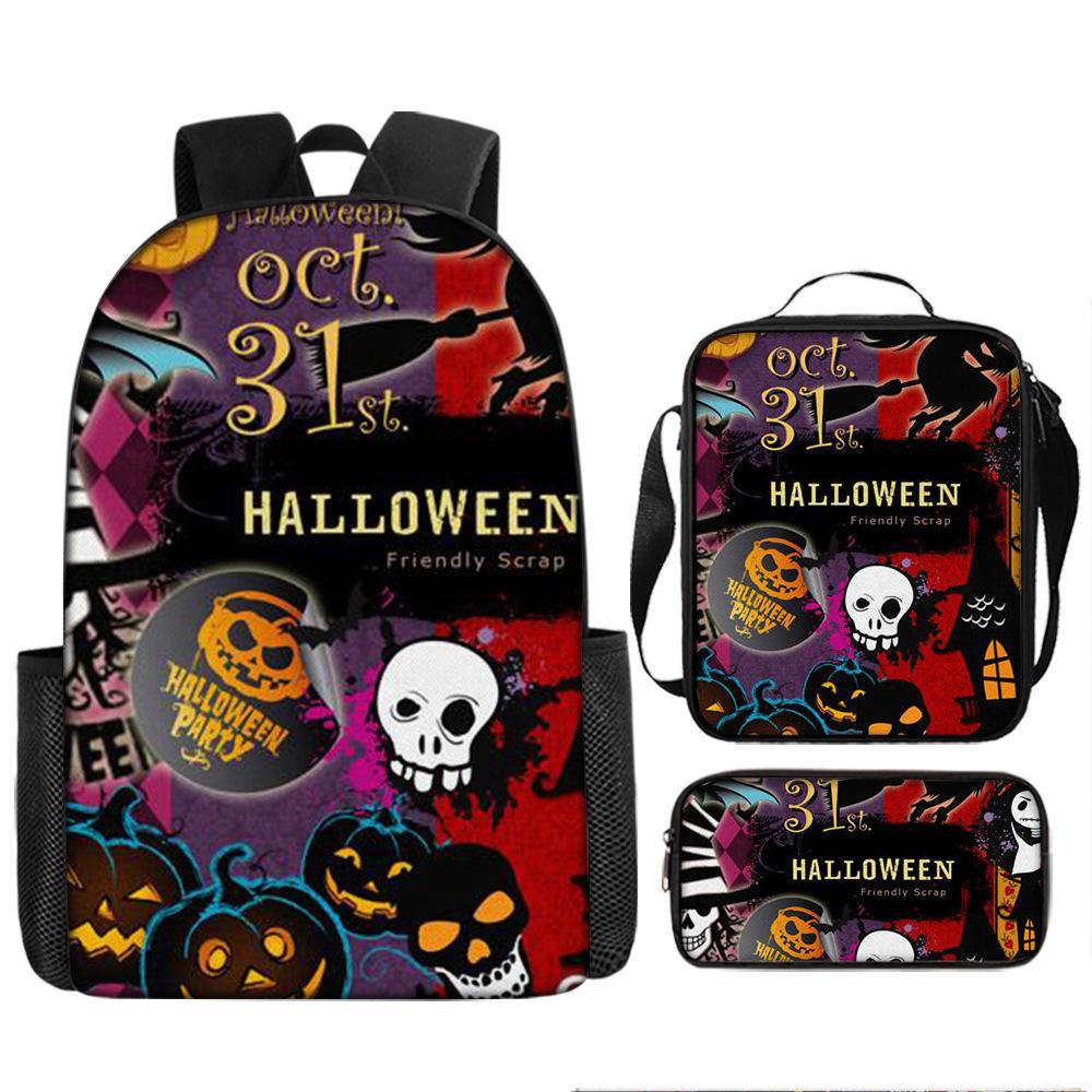 Pixel Halloween Student School Bag Cartoon School Bag Children's Backpack Anime Backpack Satchel