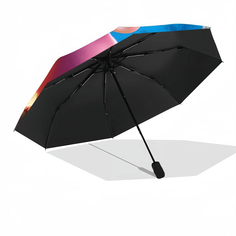 1pc Sturdy 8-Bone Auto Umbrella, Girl With Stitch Floral Pastel Umbrella, Digital Printed, Foldable Umbrella for On-the-Go Outdoor Use