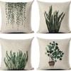 Simple Modern Green Leaves Tropical Plant Series Linen Pillowcase Nordic Small Fresh Style Cushion Cover