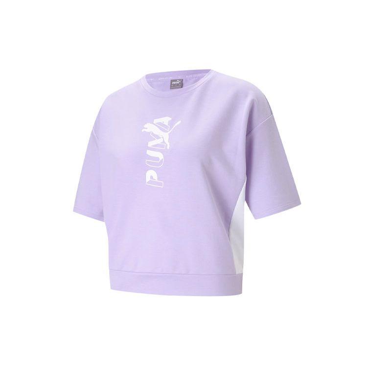 Puma Modern Sports Logo Print Round Neck Short Sleeve T-Shirt Women Tops Light-Lavender 585952-16