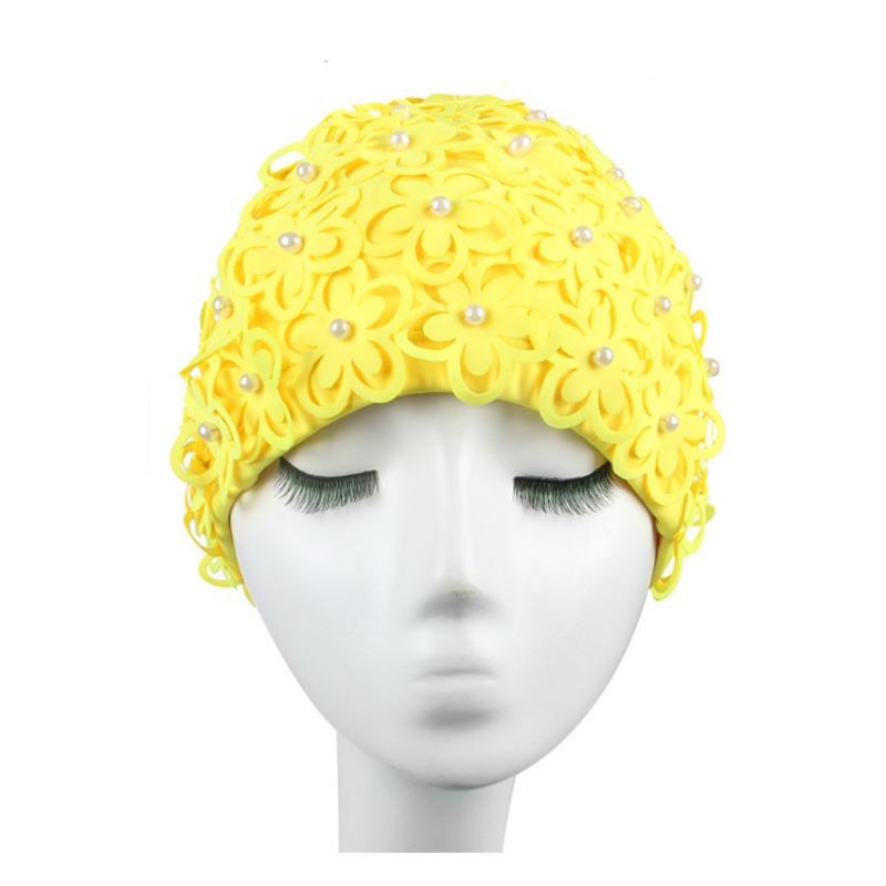 Шапочка для плавания женская Жемчужная Трехмерный Лепесток Модная Увеличенная Спа Плавательная Женская Шапочка для плавания Дышащая Не сдавливающая голову Шапочка для плавания для длинных волос