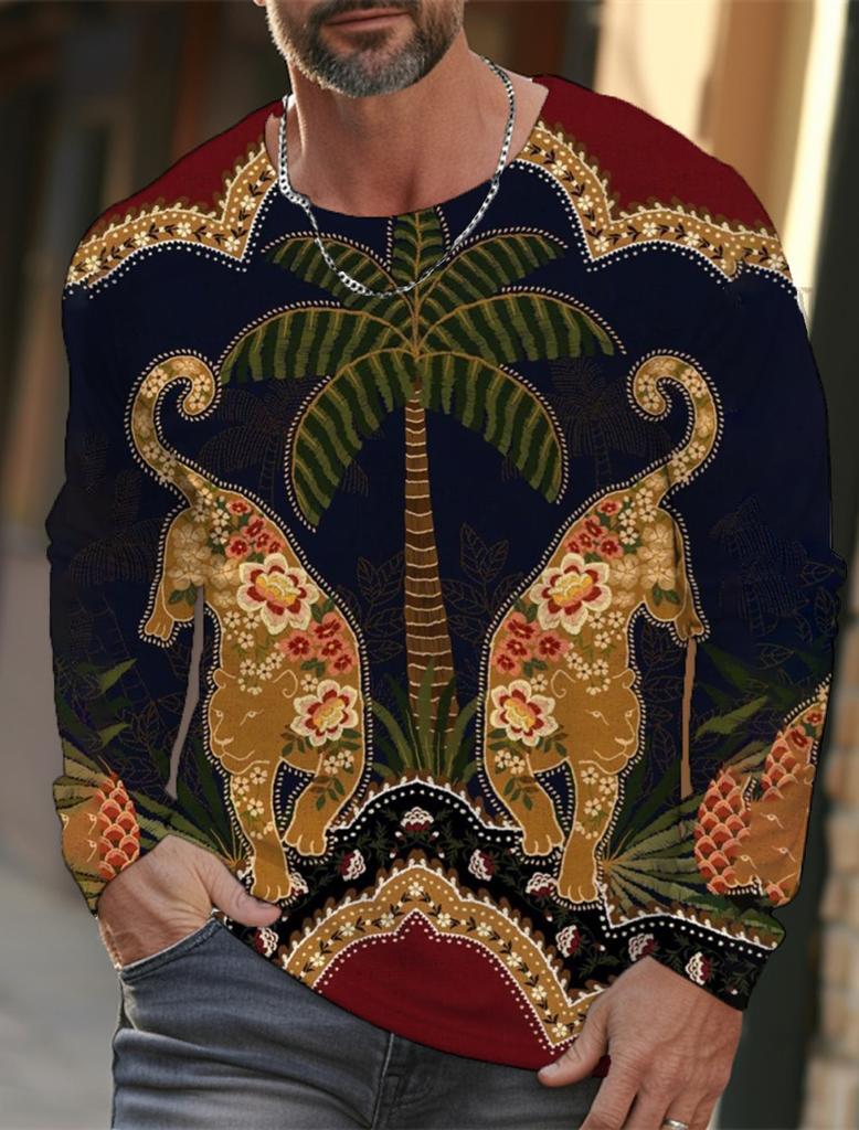 Мужская футболка с длинными рукавами, 3D-печать, HD-принт с леопардовым принтом, мужская футболка с длинными рукавами, осенние топы, повседневная домашняя одежда с круглым вырезом