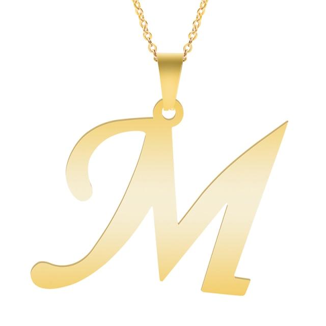 Золотые ожерелья с алфавитом для женщин, ювелирная цепочка на шею, 26 букв, подвески, ожерелье, колье из нержавеющей стали, женский аксессуар