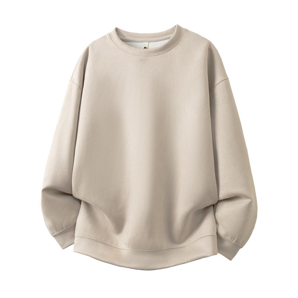 Осенняя мужская однотонная замшевая куртка-свитер с круглым вырезом, мужской повседневный свитер свободного кроя