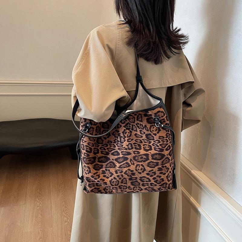 Сумка Commuter с леопардовым принтом, большая вместимость, женская сумка через плечо, студенческая сумка-тоут