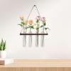 Wall Propagation Station Hanging Wooden Stand with 4 Test Tubes Flower Vase Wall Planter for Home Office Hydroponic Cuttings