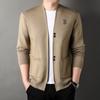 Spring and Autumn New Men's Cardigans for Young and Middle-aged Casual Men's Knitted Sweaters with Pockets Solid Color Cardigan Jackets for Men