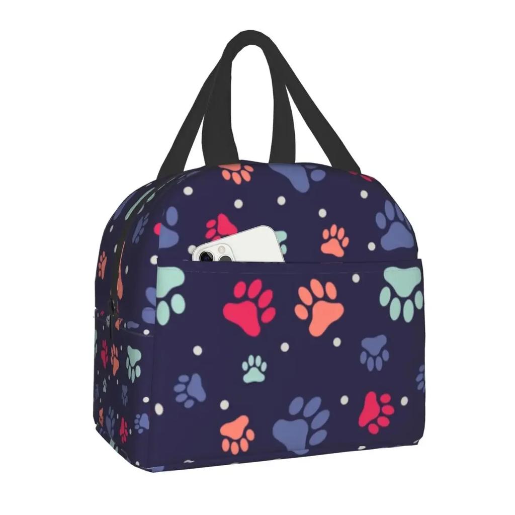 Узор лапы питомца, отпечаток животного, изолированный ланч-бокс для школы, офиса, следа собаки, подарок на пикник, термохолодильник, ланч-бокс для женщин