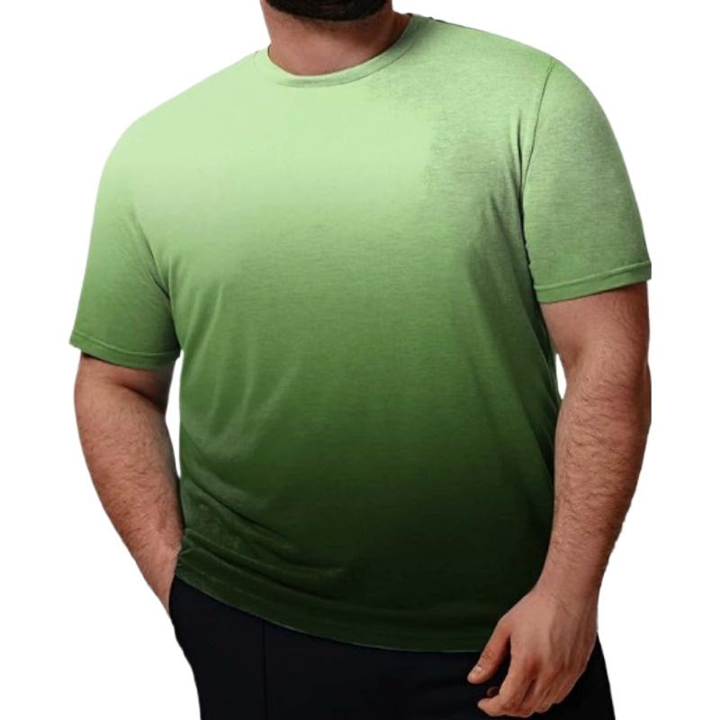 Summer Casual Round Neck Short Sleeved Loose Gradient 3D Printed Men's T-shirt