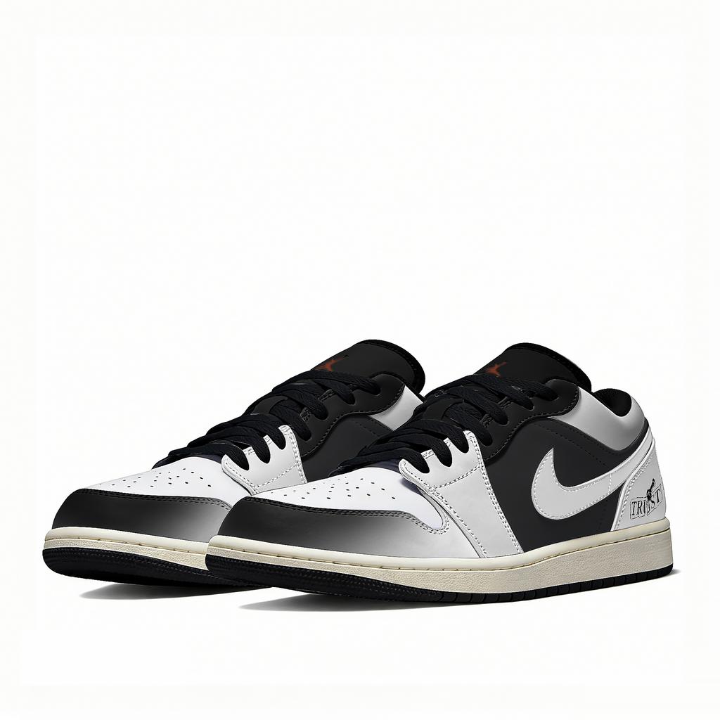 Jordan Air Jordan 1 Slip Resistant Abrasion Resistant Low top Vintage Basketball Shoes Unisex White Black 553558-081(Team661-)