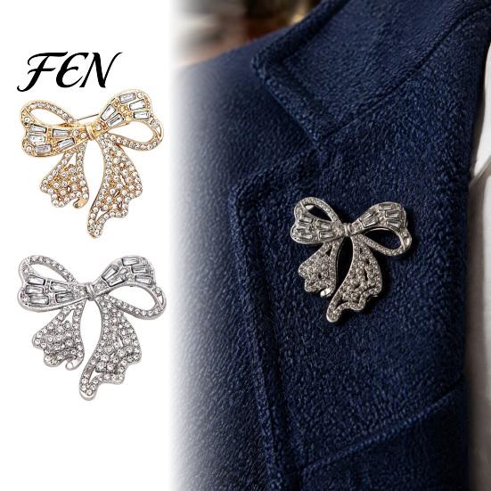 Vintage Bow Badge Sparkling Rhinestone Brooch, Mini Bowknot Shaped Lapel Clothing Jewelry Accessory Pin, for Women Girls Fashion