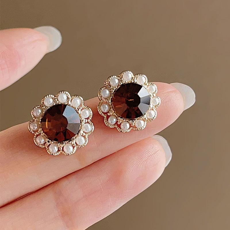 Майярдовый кофейный цвет янтарные серьги женские осенне-зимние высококлассные серьги в стиле кэжуал, серьги с нишевым дизайном в стиле легкой роскоши