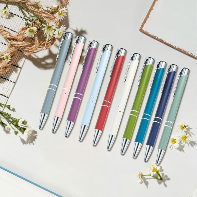 6 Pcs 1.0mm Ballpoint Pen Smooth Writing Pen Black Ink Stationery Pen Metal Retractable Ballpoint Pen for School
