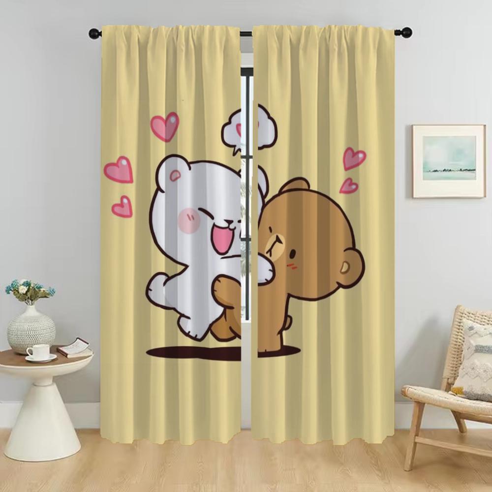 Кухонные шторы Детская комната Kawaii Bear Домашний интерьер Шторы для камеры Шторы для гостиной Тюль для перегородки в спальню