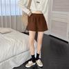 Женские вельветовые шорты в корейском стиле 2024 года: Высокая посадка, широкий крой, повседневный свободный крой для осени/зимы
