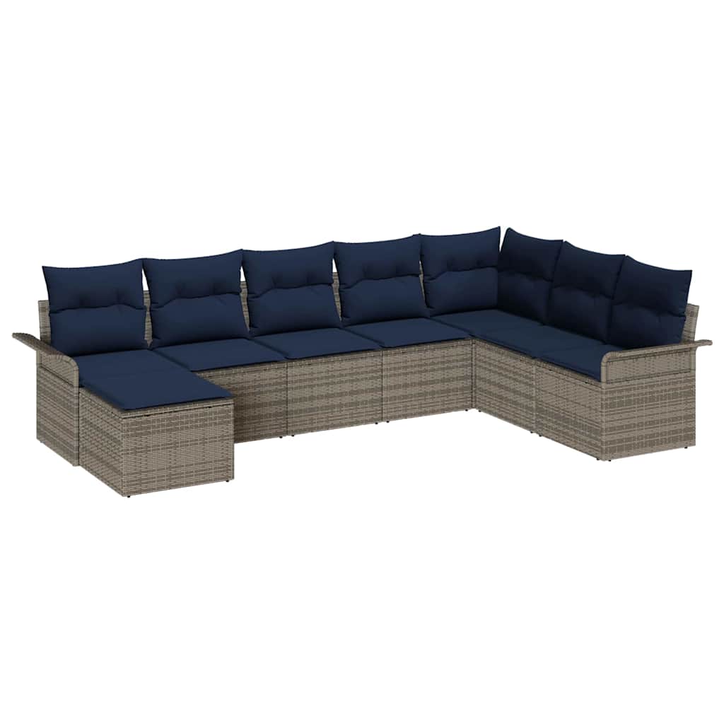 Garden Sofa Set with Cushions 8 pcs Grey Poly Rattan