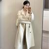 Women's Korean-Style Mid-Length Woolen Outer Wear Preppy Vibe Loose Coat