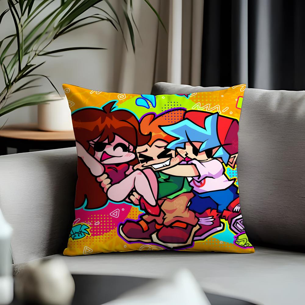 Fashion FFFriday Night Funkining Cushion Cover Antidustmite Pillowcase Invisible Zipper Silky Short Plush Sofa Cushion Cover