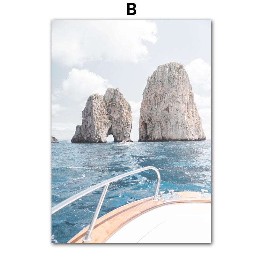 Sea Beach Sailboat Starfish Tree Wall Art Canvas Painting Landscape Posters Prints Hotel Bar Wall Pictures For Living Room Decor