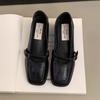 Women Vintage Square Head Mary Jane Shoes Spring Shallow Ladies British Style Elegant Square Heel Single Shoes Pumps
