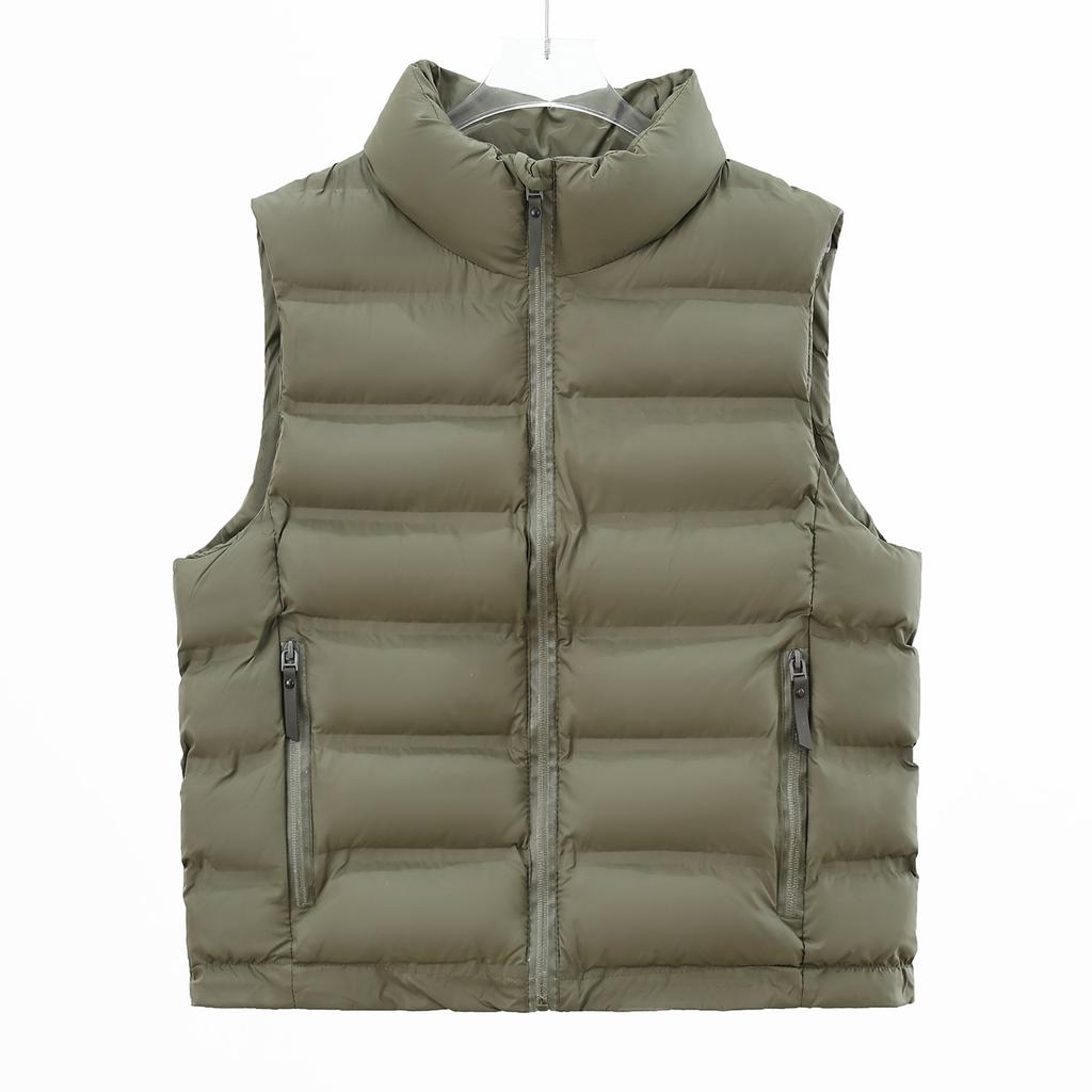 Women's rubber-pressed locking cotton vest, stand-up collar windproof sleeveless vest, an outer vest
